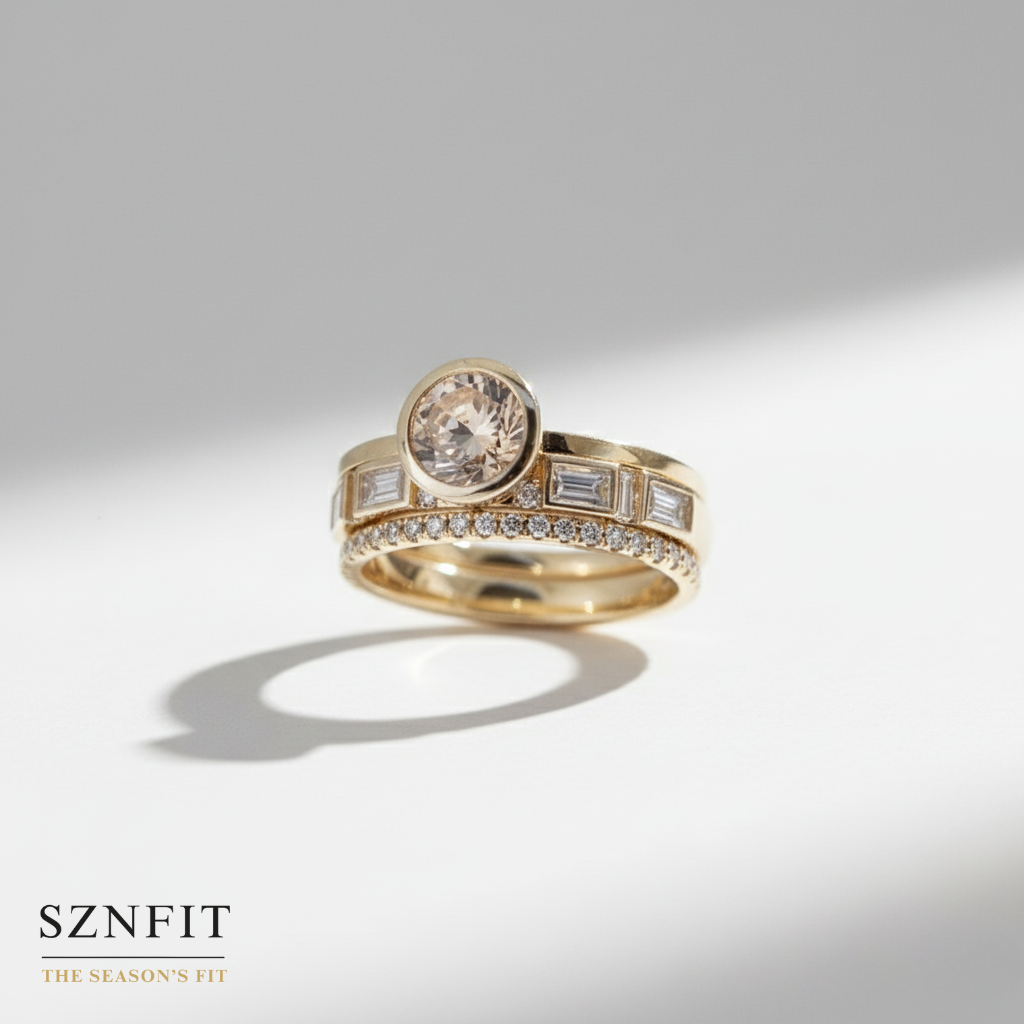 Chic Gold-Plated Look Crystal Rings